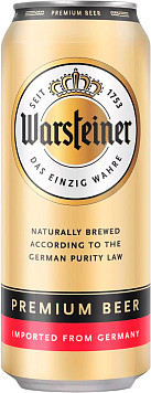 Пиво Варштайнер Премиум Бир светлое пастеризованное фильтрованное ж/б 0,5 л