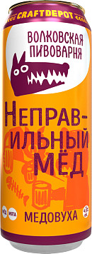 Напиток брожения медовый Волковская Пивоварня Неправильный Мёд пастеризованный фильтрованный 0,43 л